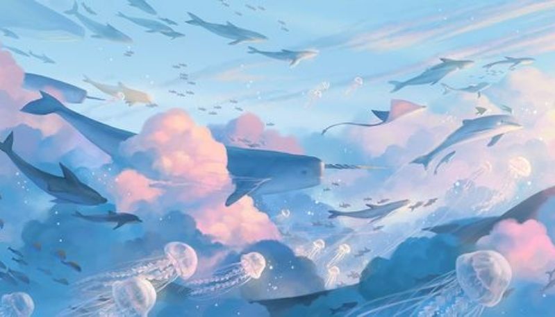 hình nền anime màu xanh dương