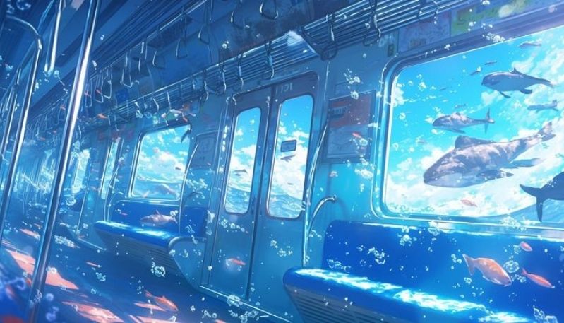 hình nền anime màu xanh dương