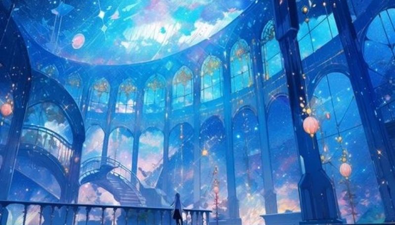 hình nền anime màu xanh dương