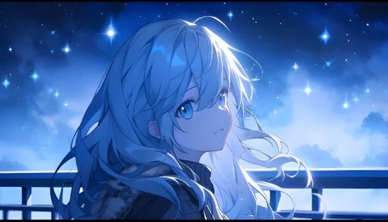 hình nền anime màu xanh dương