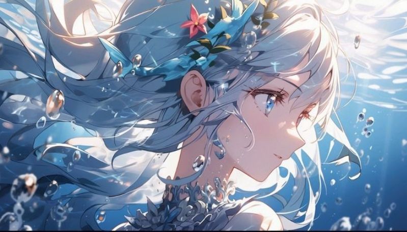 hình nền anime màu xanh dương
