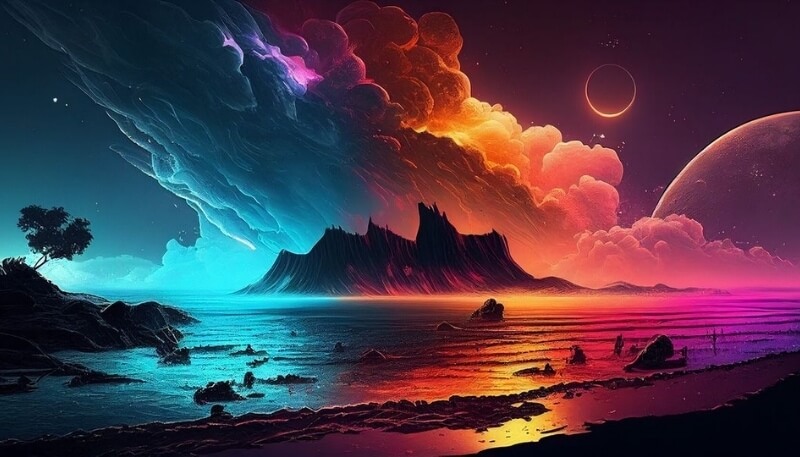 background máy tính bảng vũ trụ hai thái cực