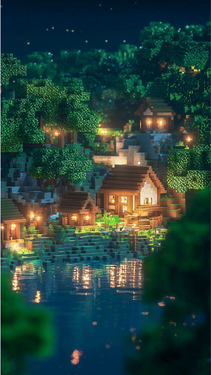hình nhà minecraft do người chơi xây dựng