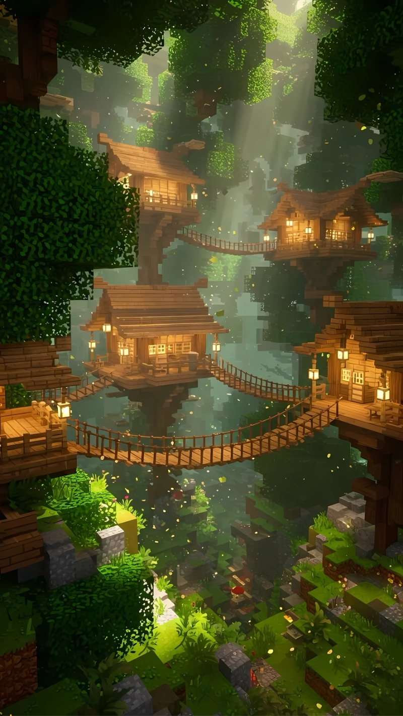 tải ngay ảnh hình nền minecraft phong cảnh nhà gỗ