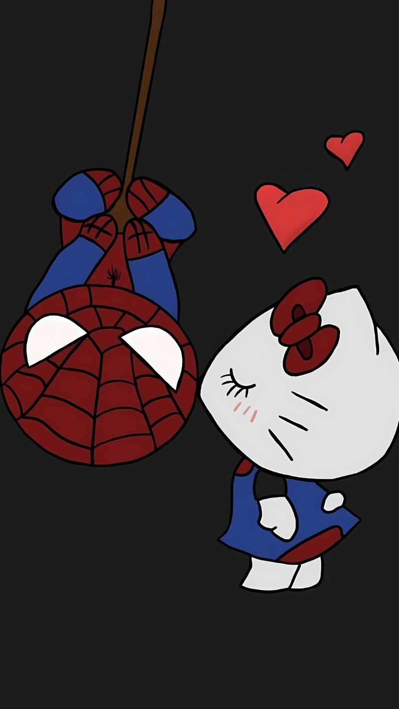 ảnh nền người nhện hello kitty trắng nha