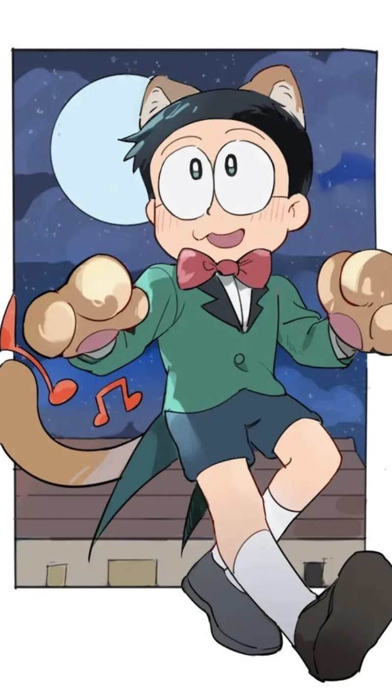 ảnh nền nobita mèo anime