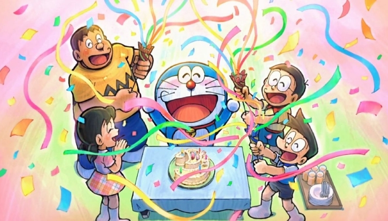 ảnh nền nobita mừng sinh nhật cùng bạn bè