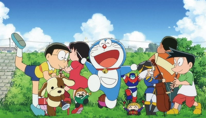 ảnh nền nobita nhảy múa cùng bạn bè