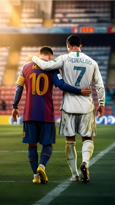 hình nền ronaldo và messi trong trận đấu