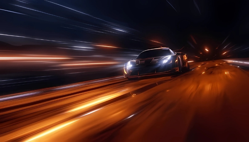 Wallpaper siêu xe chạy trong màn đêm 4K cho desktop