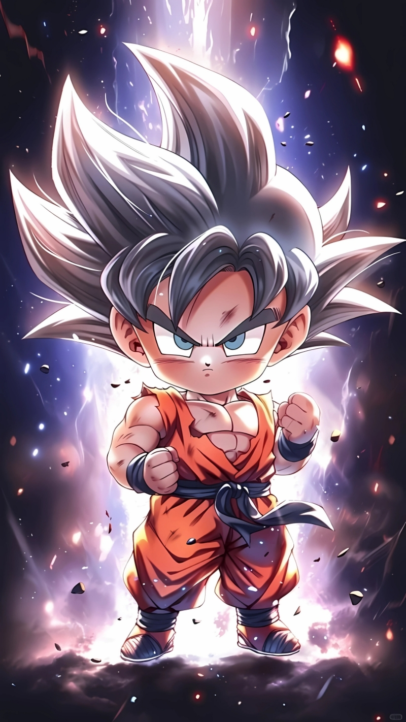 Ảnh nền Songoku cute phiên bản nhí cho iPhone