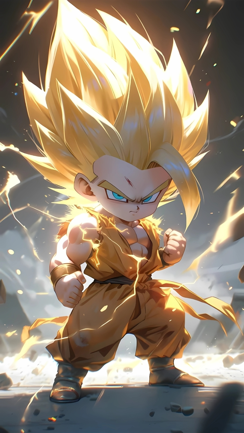 Hình nền Songoku cute phiên bản nhí cho PC