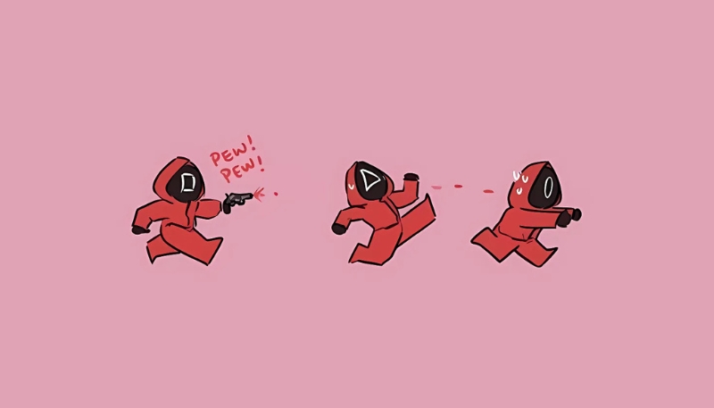 Ảnh nền Squid Game chibi siêu đáng yêu cho máy tính