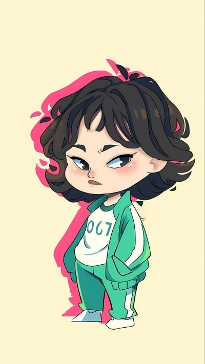 Phông nền Squid Game chibi dễ thương xinh cho điện thoại