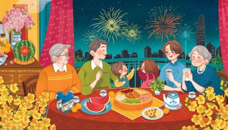 Hình nền Tết gia đình sum vầy