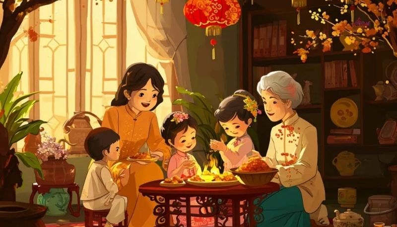 Hình nền Tết gia đình sum vầy