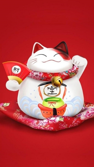 Hình nền mèo Thần Tài cho điện thoại