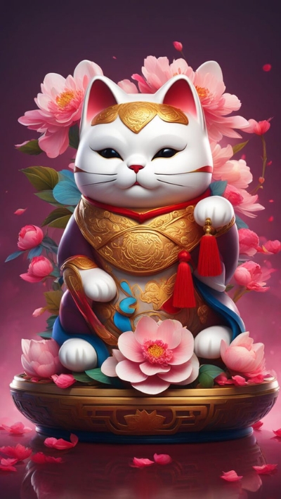 Hình nền mèo Thần Tài cho điện thoại
