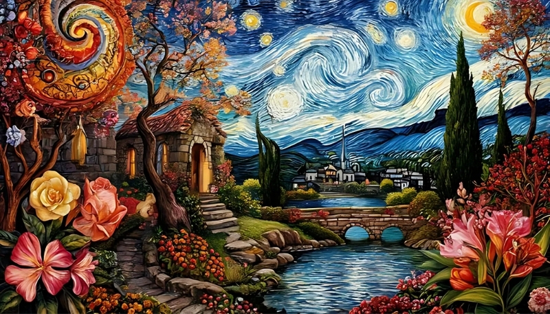 Hình nền Van Gogh cute đáng yêu cho máy tính