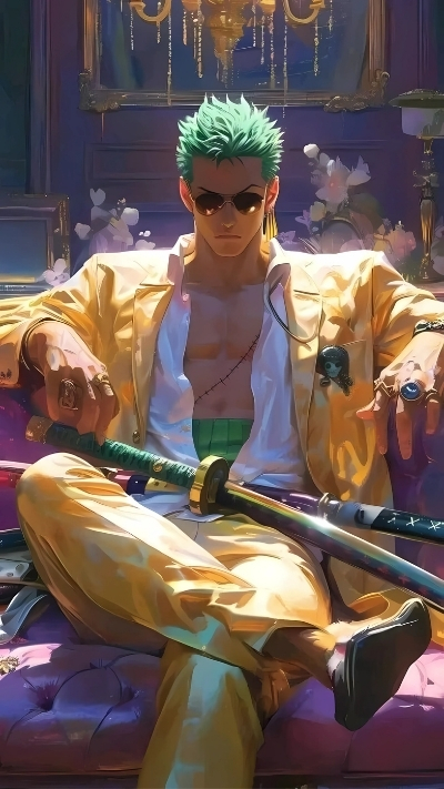 ảnh nền zoro đeo kính ánh sáng tối