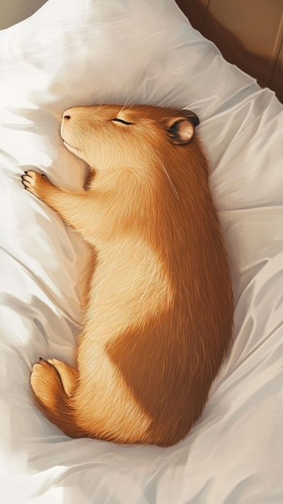 ảnh vẽ capybara chibi ăn uống