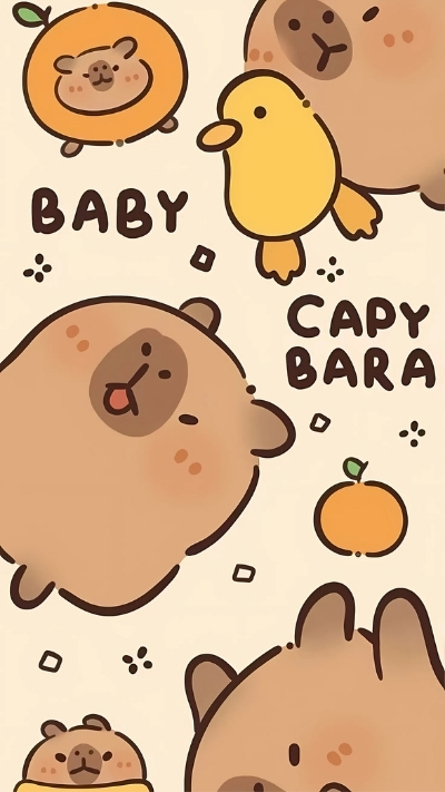 ảnh vẽ capybara chibi ngồi thư giãn