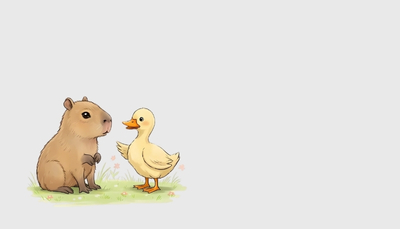ảnh vẽ capybara con vật khác chơi đùa