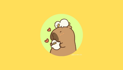 ảnh vẽ capybara con vật khác đi chơi