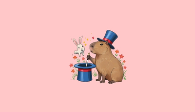 ảnh vẽ capybara con vật khác thân thiện