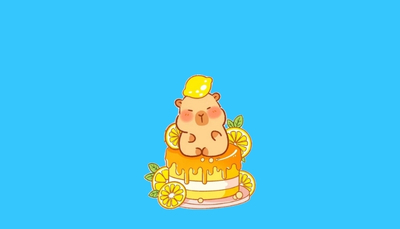 ảnh vẽ capybara cute ăn dưa hấu