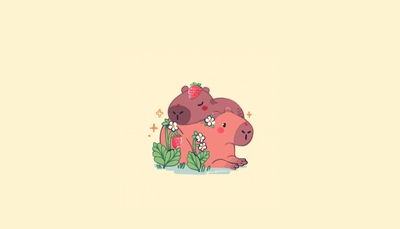ảnh vẽ capybara màu hồng cute