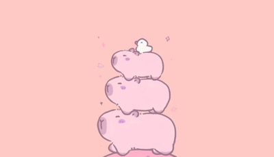 ảnh vẽ capybara màu hồng tuyệt đẹp