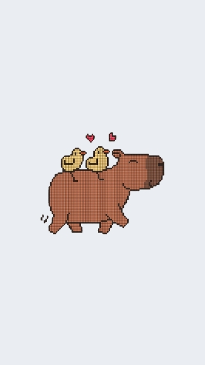 ảnh vẽ capybara ô vuông đội mũ