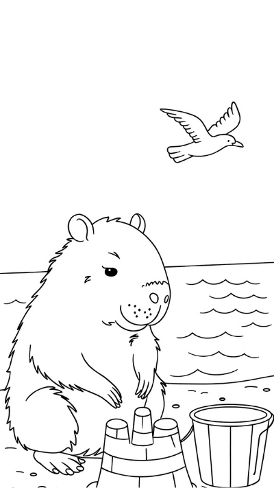ảnh vẽ capybara trắng đen chân dung