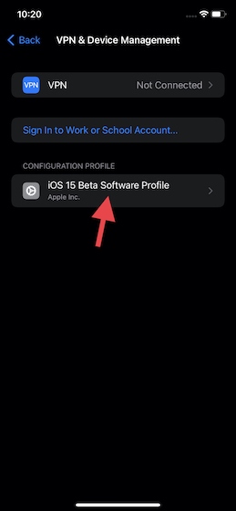 iOS 15 beta hình 4 Cách xóa hồ sơ iOS 15 Beta khỏi iPhone