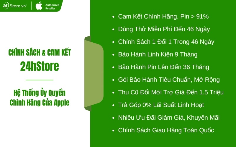 chính sách khi mua iphone 13 pro max 256gb cũ tại 24hstore