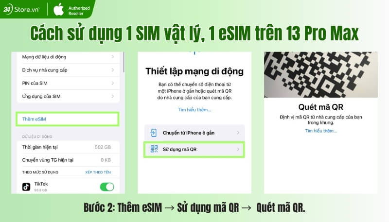 Sử dụng SIM vật lý và eSIM trên iPhone 13 Pro Max 