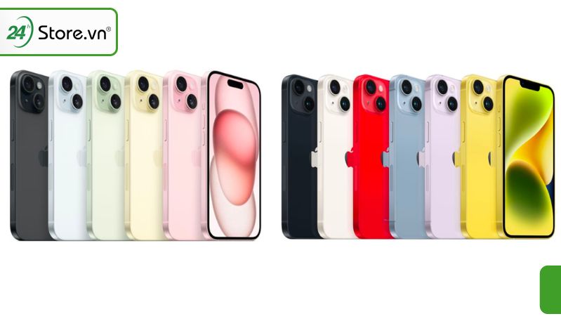 So sánh phiên bản màu iPhone 14 và 15 Series