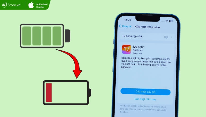 Thời lượng pin giảm khi cập nhật iOS