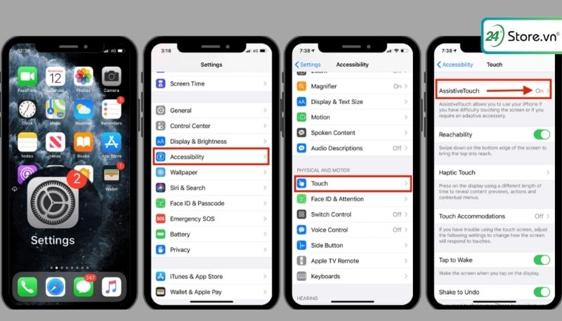 Cách tắt nguồn iPhone bằng nút Assistive Touch (Home ảo)