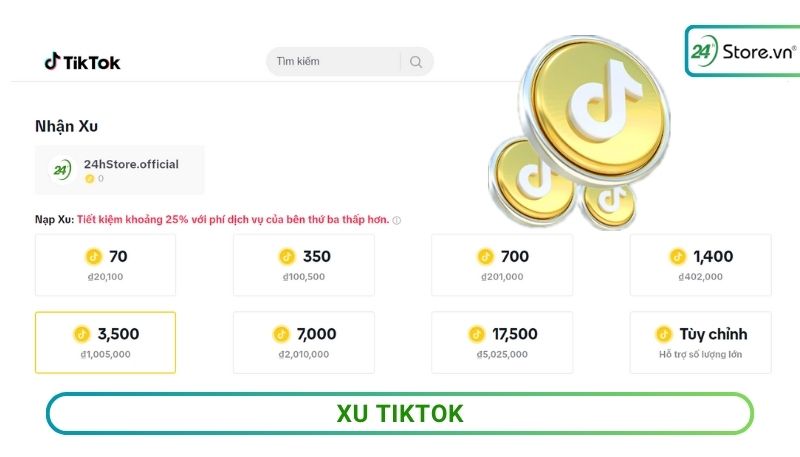 cách nạp xu tiktok