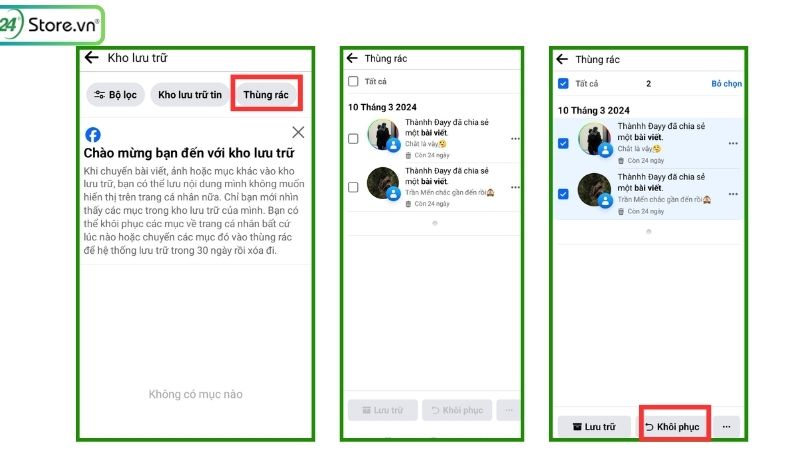 Khôi phục bài viết đã xóa trên Facebook