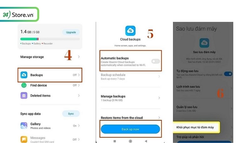 Cách sao lưu dữ liệu trên Mi Cloud