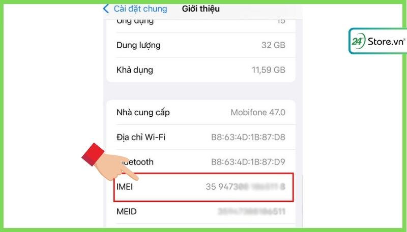 cách lấy số IMEI bằng cài đặt 2