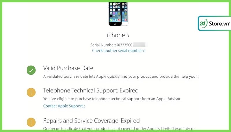 kiểm tra thời giạn bảo hành iPhone 1