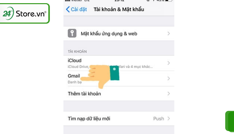 Nhấn vào tài khoản Gmail