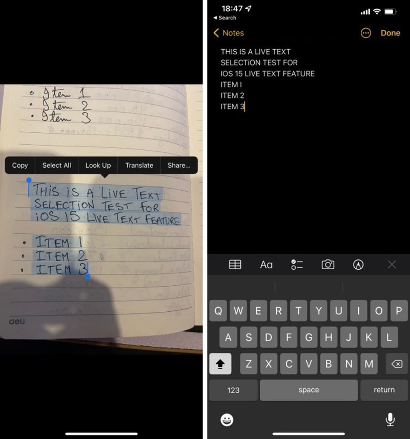Live text trên iphone