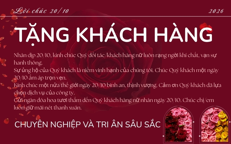 lời chúc 20/10 tặng cho khách hàng