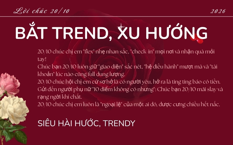 lời chúc 20/10 xu hướng bắt trend