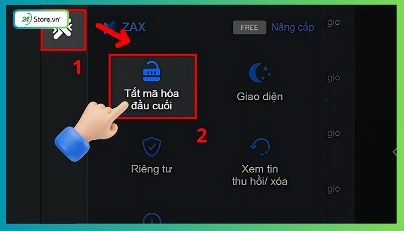 Tắt mã hóa đầu cuối zalo